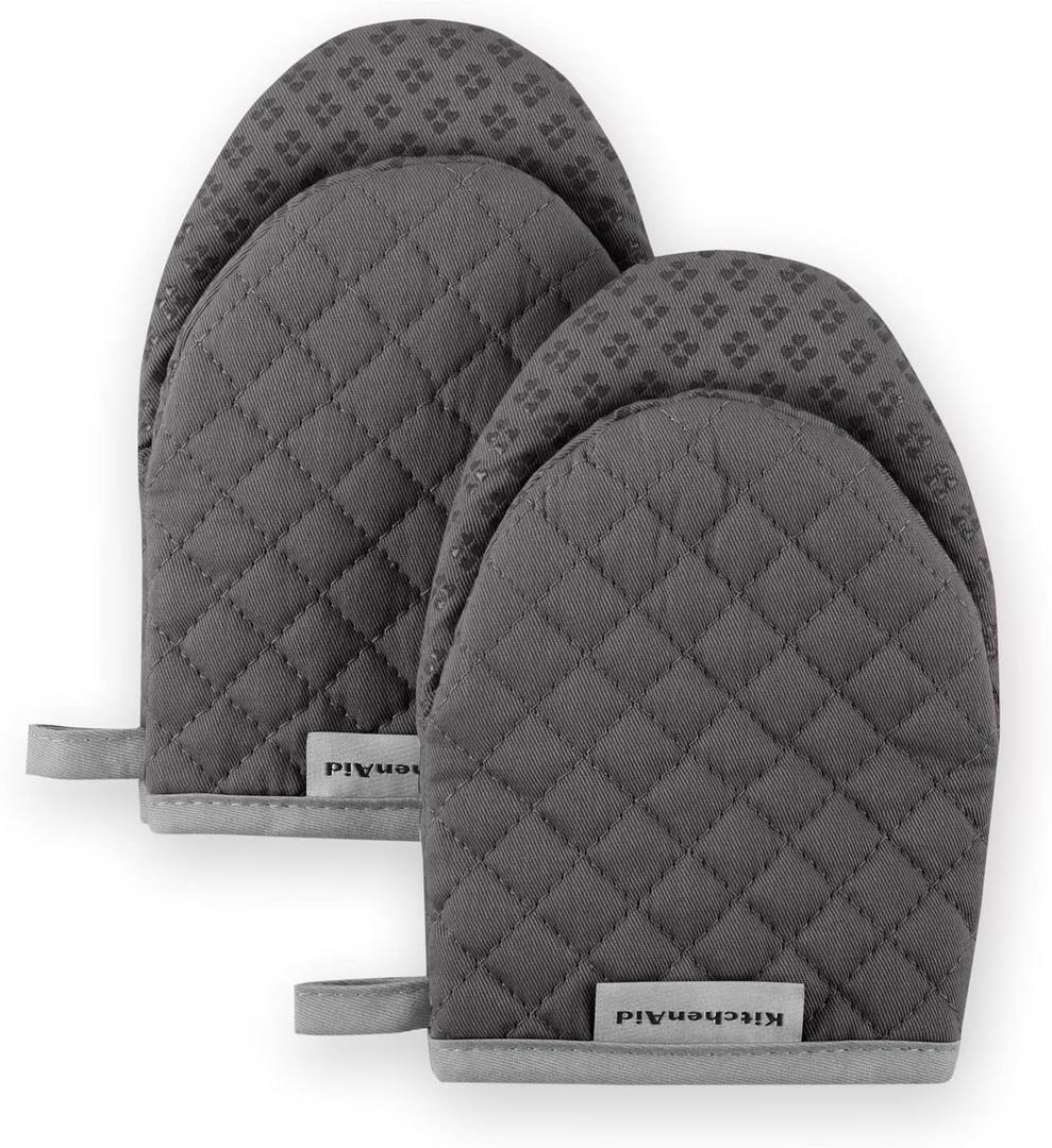 KitchenAid Asteroid Mini Oven Mitt, 5.5"x8", Charcoal Grey 2 Count