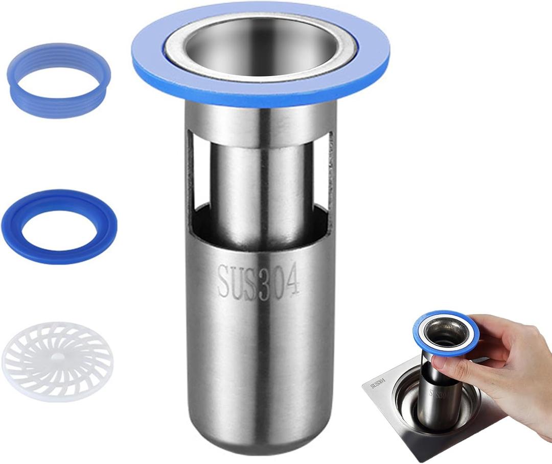 Odor Proof Floor DrainShower Floor Drain Backflow Preventer304Stainless Steel Drain FilterPrevent Backflow, Prevent Anti-Odor Dispersion in Bathroom and Kitchen(Depth 4.1")