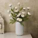 VIERENA 12 Pcs Faux Silk Peony Artificial Flowers for Vase -27", Bulk Fake Peonies Branches with Stems for DIY Bouquet Centerpieces Wedding Fillers Arrangements Shower Decorations (Cream)