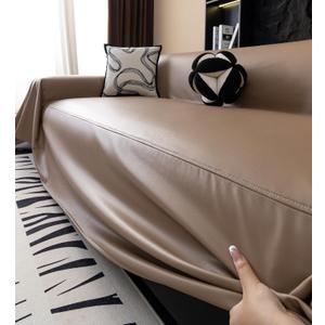 vctops Waterproof Thick PU Leather Sofa Covers for Sectional Sofa Luxury Couch Cover for Dogs Loveseat Covers Futon Cover L Shaped Cover Wipeable Couch Protector (Light Coffee,71"x51")