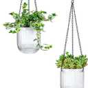 Josteve 4.5 Inch 2 Pcs Self Watering Hanging Planter Indoor Plant Pots Drainage Holes, Outdoor Small Hanging Planters Flower Pot Basket, Visible Water Level, Plant Hanger Home Decor, Gardening (White)