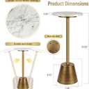 Aoligrace White Marble Pedestal Side Table, Round End Table with Antique Base for Couch, Small Drink Tables for Small Spaces, Vintage Cocktail Martini Table for Living Room