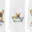 IWXYI Funny French Bulldog Kitchen Towel Set of 3, Dog Lover Gifts, Corgi 16 X 24 Inches