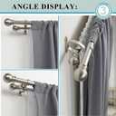 Brushed Nickel Double Curtain Rods 36-72 Inch,1’’Front and 5/8’’Back Double Drapery Rod with Small Round Ball and Aluminum Brackets, Adjustable Dual Window Rod for Sheer/Blackout Curtains