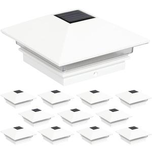 GreenLighting 12 Pack Gala Solar LED Post Lights Post Cap Slim Light for 4x4 Nominal Wood Posts (White)