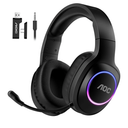 AOC Wireless Gaming Headset Compatible with PS5/4, Nintendo Switch, PC, Bluetooth 5.4 & 2.4GHz Gaming Headphones with Noise Canceling Mic, RGB, Type-C, 20ms Latency, 45H, 7.1 Virtual Surround- Black