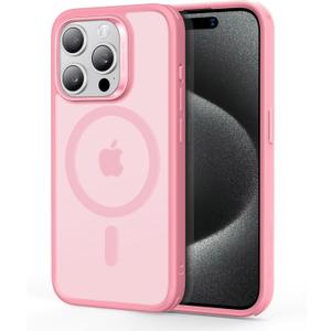 ESR for iPhone 15 Pro Case, Compatible with MagSafe, Shockproof Military-Grade Protection, Scratch-Resistant Back, Magnetic Phone Case for iPhone 15 Pro, Classic Hybrid Case, Frosted Pink