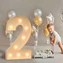 imprsv Marquee Numbers, 3FT Light Up Number for 2nd Birthday Party Decorations, Mosaic Numbers for Balloons, Large Cardboard Signs, Two Balloon Frame, Number Blocks Birthday Party Decor