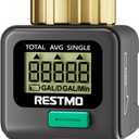 RESTMO Water Flow Meter with Brass Inlet & Outlet, Measure Gallon/Liter Consumption and Flow Rate for Outdoor Garden Hose Watering, RV Water Tank Filling, Lawn Sprinkler and Nozzle Sprayer