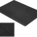 2.5 Inch Low Pile Transitional Non Slip Rectangular Rubber Angled Entry Mat for Wheelchairs Shock Absorption Indoor Outdoor Use, Black