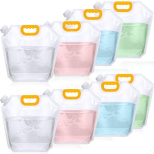 Tessco 8 Pcs 1.3 Gallon Collapsible Water Storage Bags, Clear Plastic, 1.0 Pounds