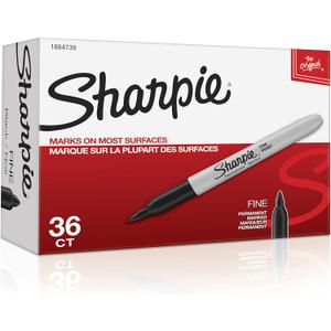 Sharpie Permanent Markers Bulk Set Fine Tip Markers Set For Plastic Metal Wood And More Black 36 Count