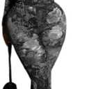 Sexy 2 Piece Set Jumpsuit for Women Floral Print See Through Mesh Long Sleeve Going Out Top and Flare Pants Sets (Large, Black)