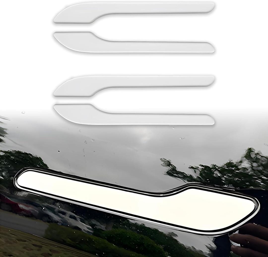 Fit Model 3(Highland) and Modle(Juniper) Y 2017-2025 Door Handle Decoration Cover,Compatible with Tesla Door Handle Sills Protection Wrap Accessories 4Pcs (White)