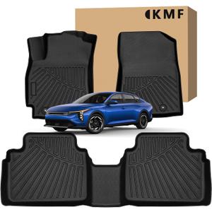 KMF Custom Fit Floor Mats for KIA K4 2025 Accessories, K4 Car Mat All Weather TPE Waterproof Car Floor Liners - Front & Rear 2 Row, Anti-Slip Deep Grooves Car Mats Full Set