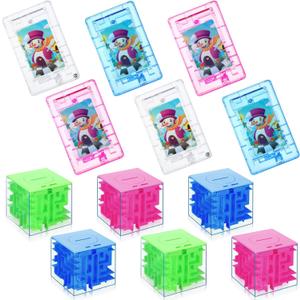 Syhood 12 Pcs Money Puzzle Box Plastic Money Maze Puzzle Box Stocking Stuffers for Adults and Kids Maze Gift Holder Card Holder for Kids Adults Teens Birthday Party Favors, 2 Styles