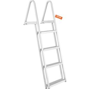 VEVOR Removable Dock Ladder 4 Steps, 350 lbs Load Capacity, Pontoon Boat Ladder with 4'' Wide Step & Nonslip Mat for Ship/Lake/Pool/Marine Boarding