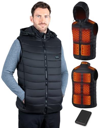Vantacent89 Heated Vest for Men with Rechargeable Pack Included, Waterproof Electric Warming Mens Heated Vests with Hood XL