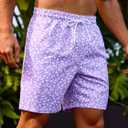 Verdusa Men's Drawstring Waist Swimwear Beach Shorts Swim Trunks with Pockets (L)