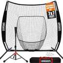 LOMGWAYS 
7'x7' Portable Baseball Net Set - Batting, Hitting & Pitching Practice Net with Baseball Tee, Carrying Bag, for All Skills