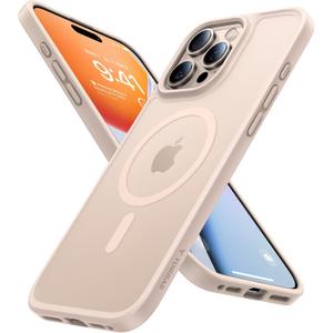 TORRAS Magnetic Shockproof for iPhone 16 Pro Max Case, [4X MilitaryGrade Protection] [Compatible with MagSafe] Translucent Desert Titanium White