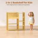 Montessori Kids Bookshelf, Bamboo Bookcase for Kids Room, Toy Storage Shelf