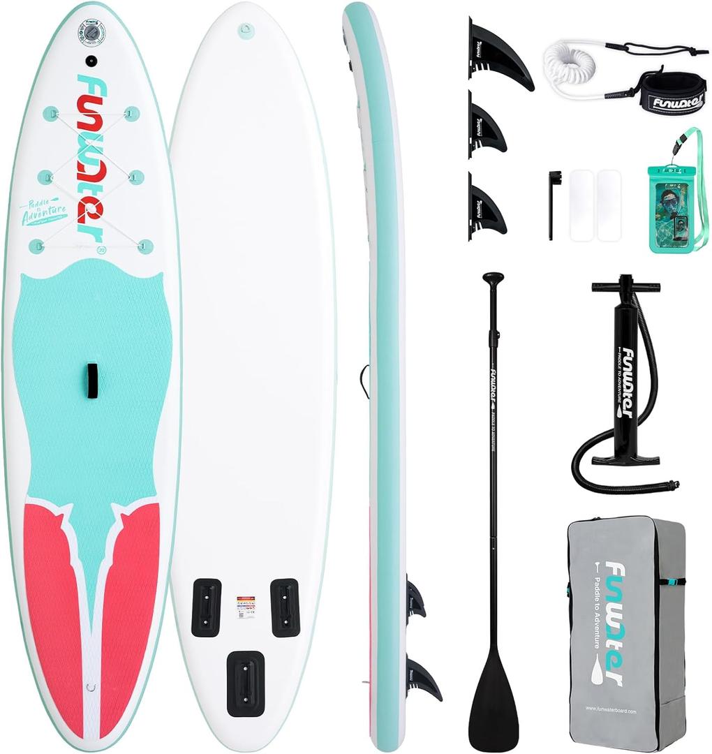 FunWater Inflatable Stand Up Paddle Board 10'6"/11"/11'6" Paddle Board for Adults & Youth, Paddleboards Inflatable with Premium SUP Accessories, Wide Stable, Non-Slip Comfort Deck