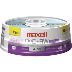 DVD+RW Discs, 4.7GB, 4X, Spindle, Silver, 15/Pack, Sold as 1 Package
