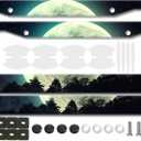 2PCS Full Moon Forest Pattern License Plate Frames for Men Women - Universal Metal Green Moon Night Sky License Plate Holders with Car Door Handle Bow