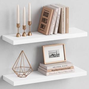 White Floating Shelves 24 Inch, Wall Mounted Bathroom Shelves Over Toilet
