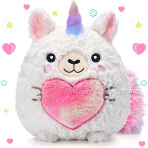 Leyndo Cute Unicorn Plush Pillow 14 Inch Llamacorn Stuffed Animal, Soft Pink Plush Toy Gift for Girls, Birthday Anniversary Easter Gift