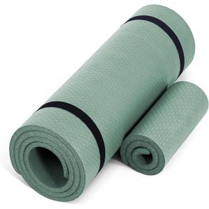 CAP Barbell High Density Exercise Yoga Mat with strap and Knee Pad 71"x24"x1/2" Sage Green