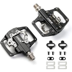 MTB Mountain Bike Pedals Dual Function/Sided Platform Compatible with SPD Clipless Pedal 3 Sealed Bearings Lightweight Aluminum 9/16 Bicycle Pedals with Cleats for RoadM213