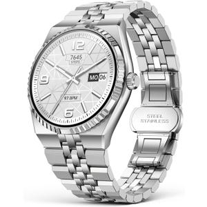 Smart Watch, 1.32" AMOLED Display, Bluetooth 5.4 Calls, 160+ Sports Modes, Fitness Tracker with Heart Rate/SpO2/Blood Pressure/Sleep Monitor, Waterproof Watch for Men Women Android & iOS, 40mm Silver