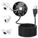 Power Cable and Plug-in Mount for Floodlight Cams Compatible with Floodlight Cam Wired Pro/Plus, Blink Wired Floodlight Camera, Electrical Box with 20ft Weatherproof Cable (2in1 Mount and Cord Set) (Black)