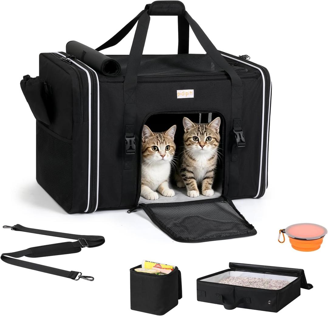 24x17x17 Extra-Large pet Carrier with Litter Box,for car Travel
for 2 Cats /1 Large cat,Kennel for Medium Dog,Long Road Trip Transport cage,portable,leakproof,zipper lock,good Visibility