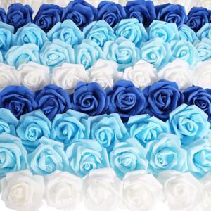 200PCS Foam Flowers Roses Artificial Flower Heads Artificial Roses Bulk Foam Rose Heads for DIY Wedding Bouquets Centerpieces Party Baby Shower Home Decor(Series Blue, Stemless)