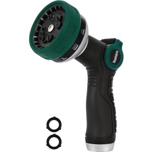 5 x Heavy Duty Garden Hose Nozzle, Water Hose Sprayer Nozzle with Thumb Flow Control, 10 Spray Patterns, High Pressure Hose Nozzle for Lawn & Plant Watering, Car & Pet Washing Forest Green