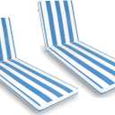 Only choice 2 Pieces Set Outdoor Lounge Chair Cushions Patio Chaise Lounge Replacement Cushions Furniture Seat Cushions (Sky Blue White Striped)