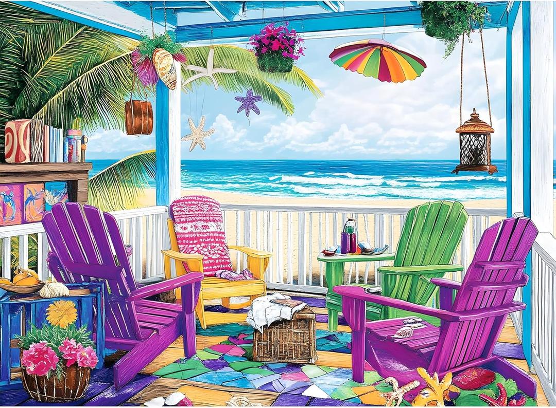 300 Piece Puzzle for Adults,Jigsaw Puzzles 300 Pieces Seaside Scenery Puzzle for Kids Adult Senior Beach Jigsaw Puzzle for Adults 300 Pieces Challenging Puzzles Family Activity Game Nights Gifts