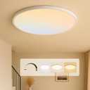 MOONSEA 24 Inch Flush Mount Ceiling Light Fixture 48W - 3000K/4500K/6000K Adjustable Round Large Kitchen Light Fixtures Ceiling 4800lm, Dimmable Light Fixtures for Bedroom, White
