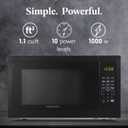 Farberware 1.1 Cu. Ft. Countertop Microwave Oven 1000 Watts Power, Auto Cook Settings, Defrost, Easy Clean and Child Safety Lock - Black