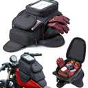 Nomad Motorcycle Tank Bag 4L Heavy Duty Black Gas Tank Bag with Touchscreen Phone Window, Magnetic Universal Fuel Tank Pouch for Cruiser, Sportbike, Touring & Street Bikes