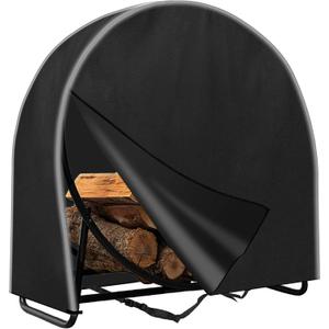 IC ICLOVER 40 Inch Firewood Log Hoop Cover Only, Heavy Duty 600D Oxford, Outdoor Waterproof Round Log Rack Cover, Ring Wood Pile Holder Storage Tarp with Zipper & Wind Proof Buckle & Reflective Strip (Premium Edition - Black)