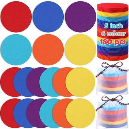 Epakh 180 Pcs Carpet Dots Markers for Classroom 5 Inch Multicolor Circle Floor Spot 6 Color Removable Sit Dots for Classroom Elementary School Preschool Kindergarten Teacher Supplies(Vibrant‌)