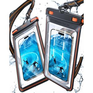 TORRAS 2 Pack IPX8 Waterproof Phone Pouch Floating, Underwater Screen Touchable, Waterproof Phone Case with Lanyard for iPhone 17 Pro Max 16 15 S24, Cell Phone Dry Bag Cruise Essentials 7.0", Black
