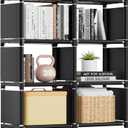 Mavivegue Book Shelf, 6 Cube Storage Organizer, DIY Bookcase, Metal Cube Bookshelf,Tall Book case for Bedroom, Living Room,Office,Closet Storage Organizer, Black Cubicle Storage Rack