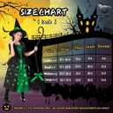 Poshetion Witch Halloween Costume for Girls - Light Up Toddler Witch Dress with Broom & Hat, Glow in the Dark for Wicked Parties (Green, Medium)
