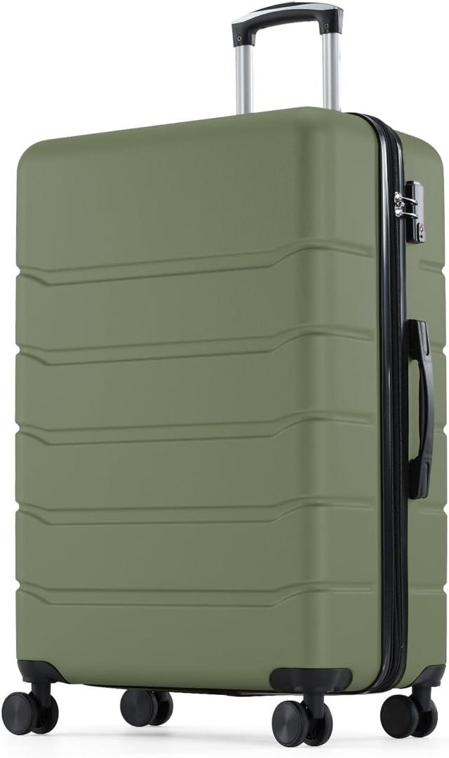 OLIXIS 20 Inch Carry-On Luggage, Hardside Suitcase with Spinner Wheels, Lightweight ABS Hard Shell Travel Luggage, TSA Approved Lock, Expandable Small Suitcase for Business & Travel–Olive Green