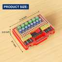 Battery Organizer Storage Holder Box Case with Tester, Stores & Protects Up to 260 Batteries, Double-Sided, Clear Locking Lid, Secure Latches & Portable Carrying Handle - Red (Batteries Not Included)